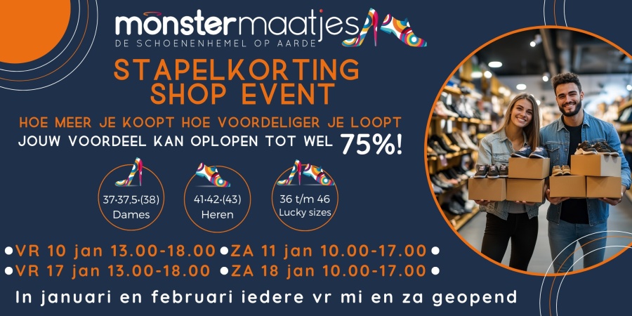 Stapelkorting shop event bij Monstermaatjes